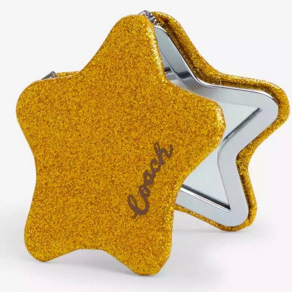 NWT Coach Gold Glitter Star Compact Mirror - Picture 1 of 6